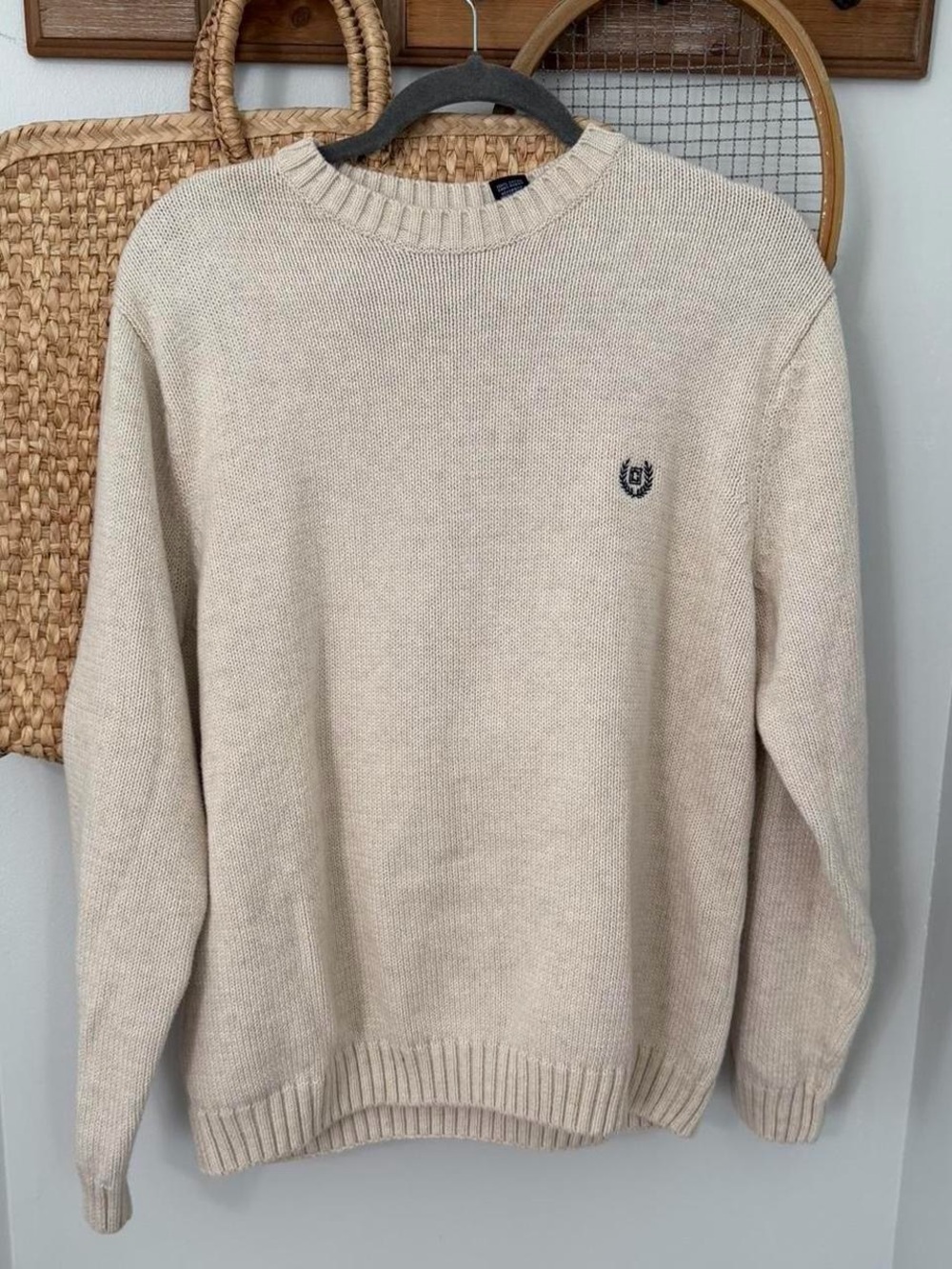 Chaps cream cotton sweater Size L